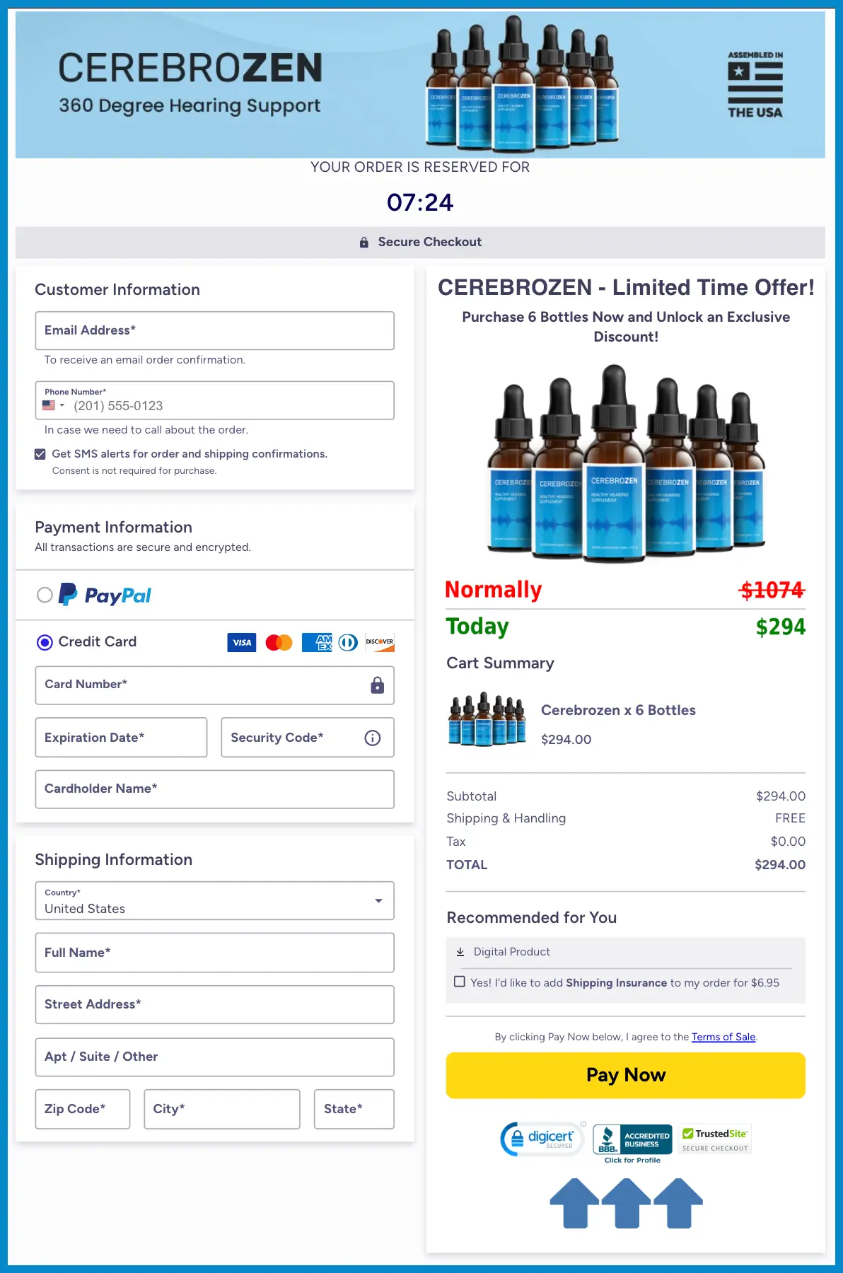 Cerebrozen Official Website Secure Order Page